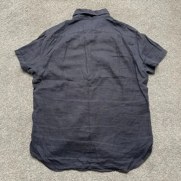 J.CREW Shirt Adult Medium Blue Slim Fit Plaid Linen Blend Short Sleeve Mens - Picture 3 of 9